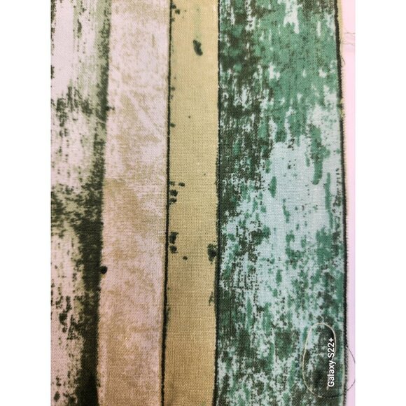 Cotton Striped Green & Beige Fabric Material For Sewing & Crafts ,Fat Quarter - Picture 3 of 4